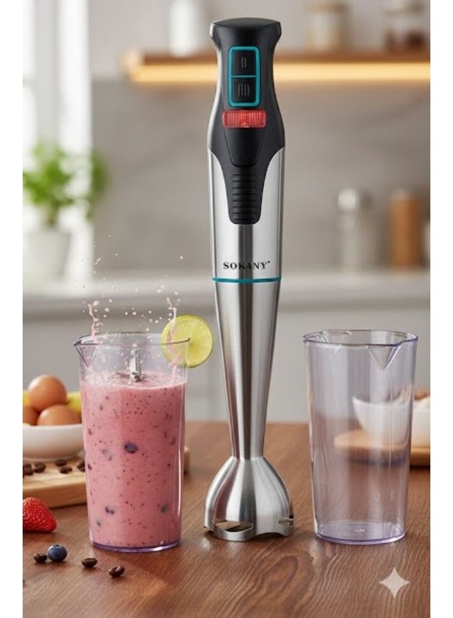 sokany SK-758 Stainless Steel Hand Mixer with Custom Mixing Jar - Powerful Motor for Mixing and Grinding - Ergonomic Design and Easy to Clean - Image 3